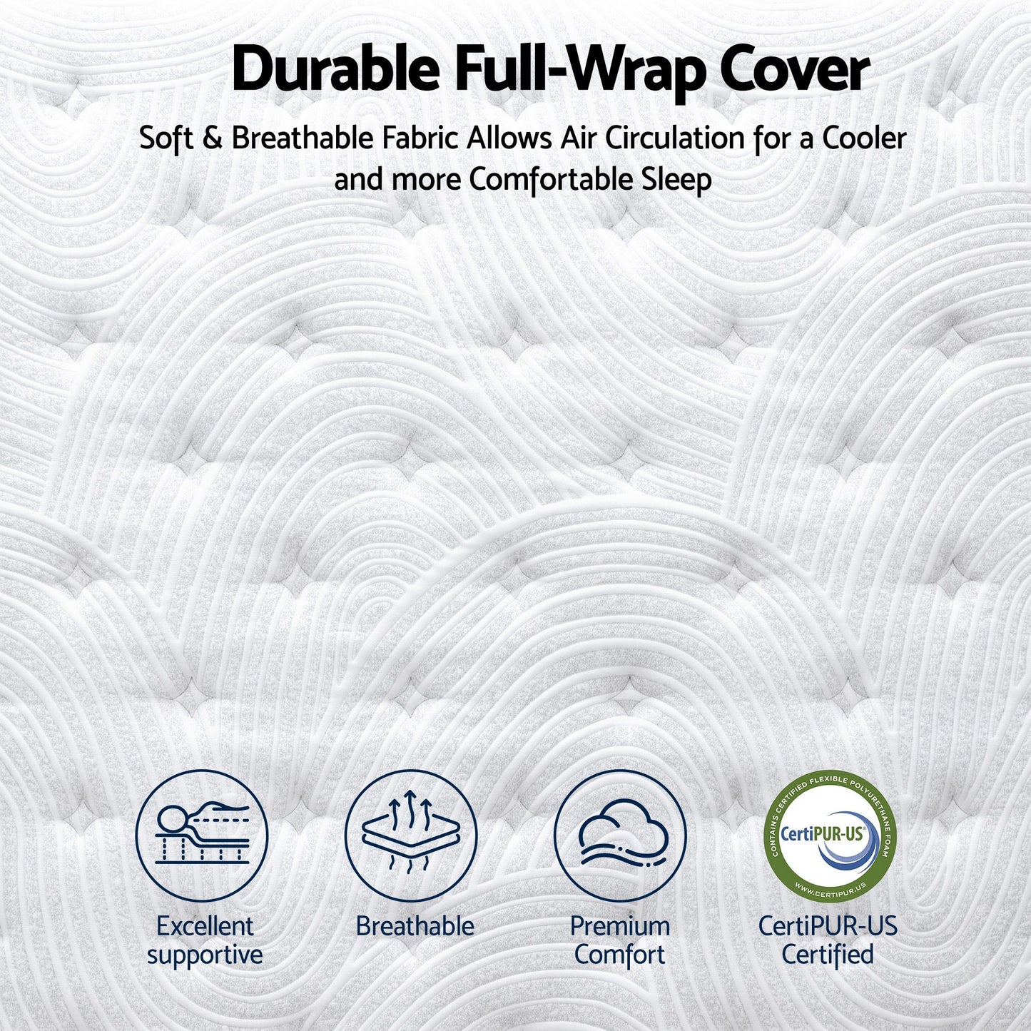 RoomSense Double 34cm Medium Soft Gel Mattress Bundle, Oatmeal Bed Frame