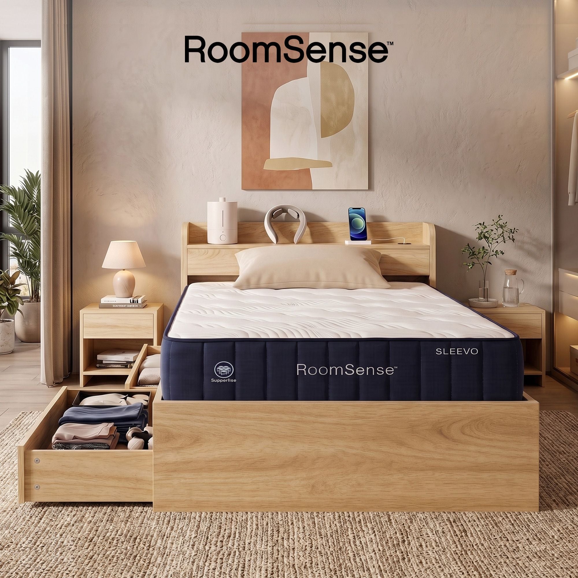RoomSense Single Firm Mattress 26cm Bundle with Storage Bed Frame