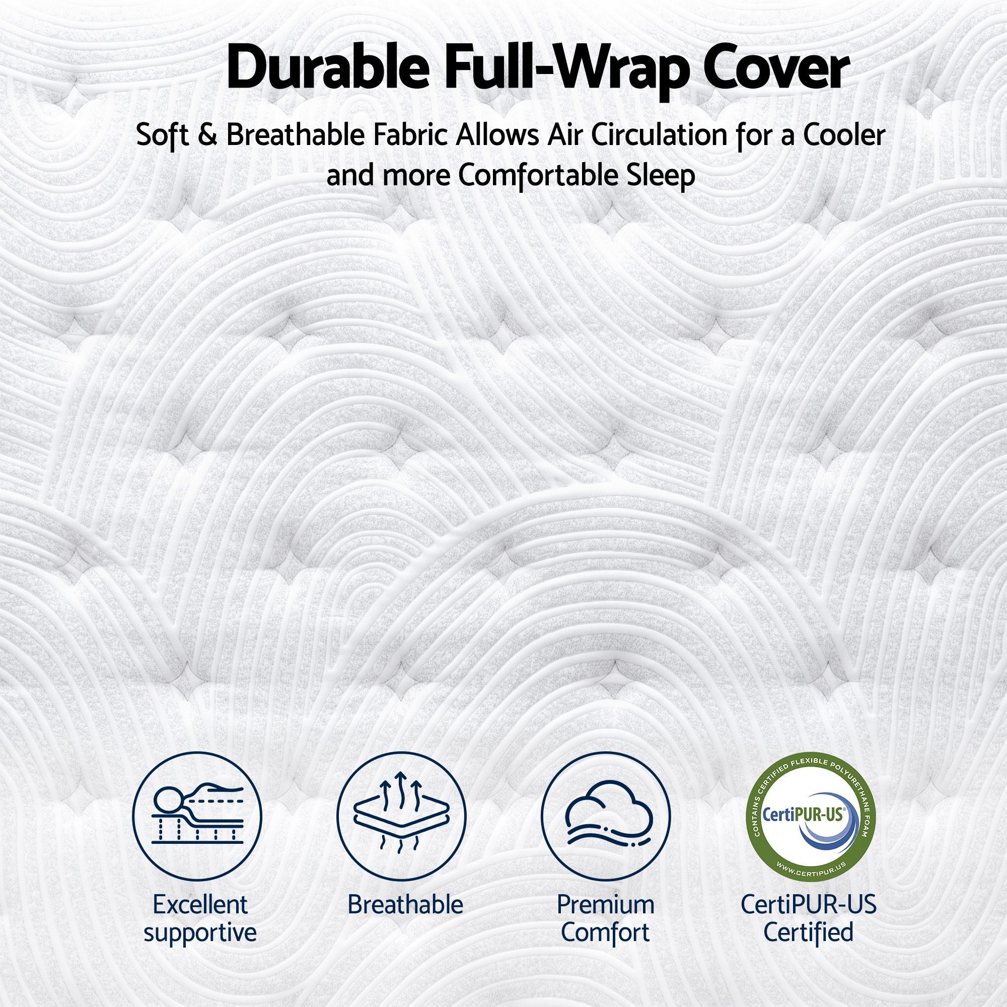 RoomSense Double Mattress, 34cm Thick Medium Firm Hybrid Mattress for Back Pain Relief, Tencel Cooling Pocket Spring Mattress Double Size in a Box