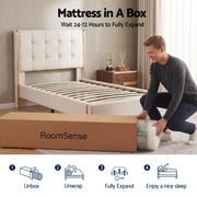 RoomSense Double Mattress, 34cm Thick Medium Firm Hybrid Mattress for Back Pain Relief, Tencel Cooling Pocket Spring Mattress Double Size in a Box