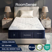 RoomSense King Single Mattress, 34cm Thick Medium Firm Hybrid Mattress for Back Pain Relief, Tencel Cooling Pocket Spring Mattress King Single Size in a Box