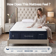 RoomSense Queen Mattress, 34cm Thick Medium Firm Hybrid Mattress for Back Pain Relief, Tencel Cooling Pocket Spring Mattress Queen Size in a Box