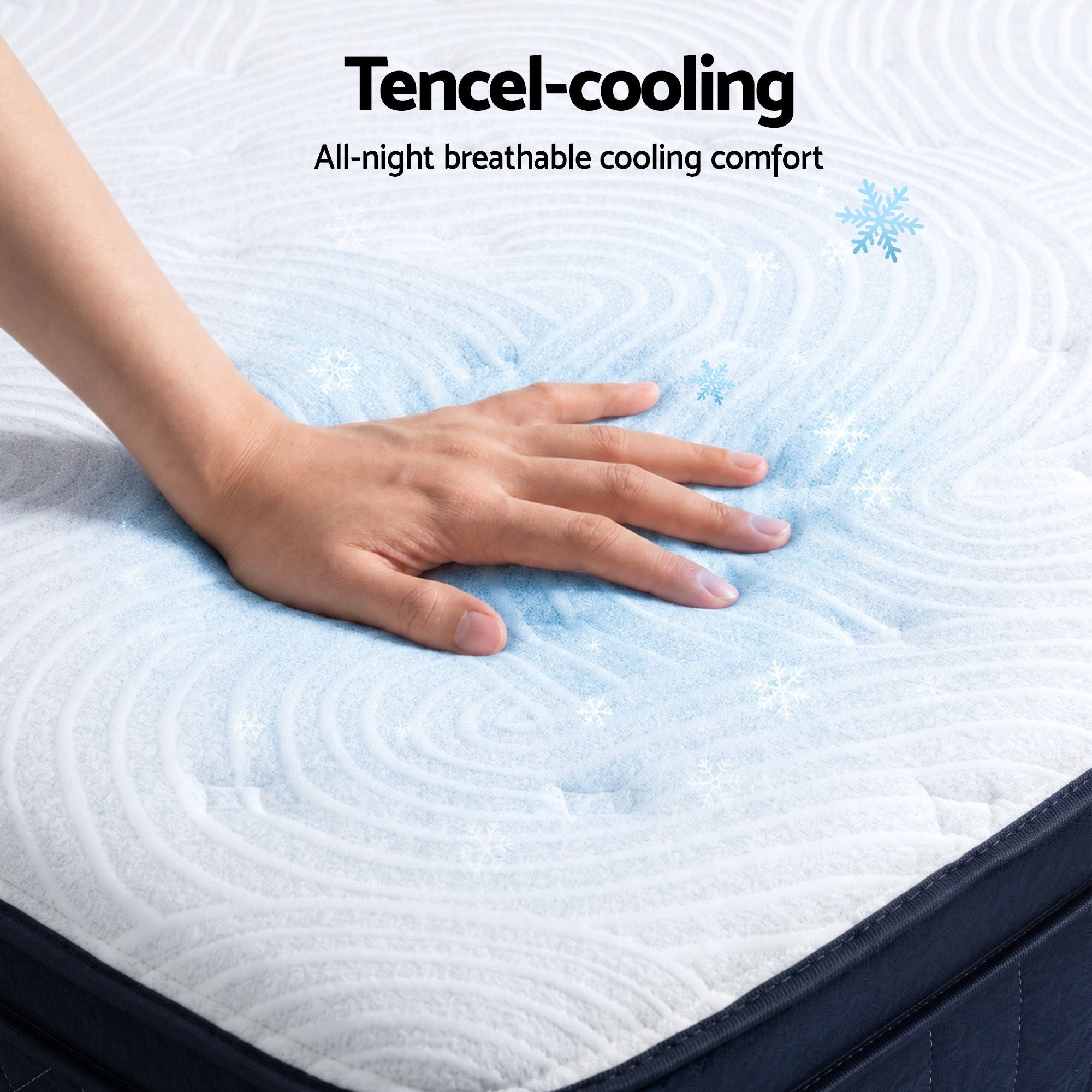 RoomSense Single Mattress, 34cm Thick Medium Firm Hybrid Mattress for Back Pain Relief, Tencel Cooling Pocket Spring Mattress Single Size in a Box
