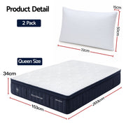 RoomSense Queen 34cm Medium Soft Gel Mattress Bundle with 2 Cooling Pillows