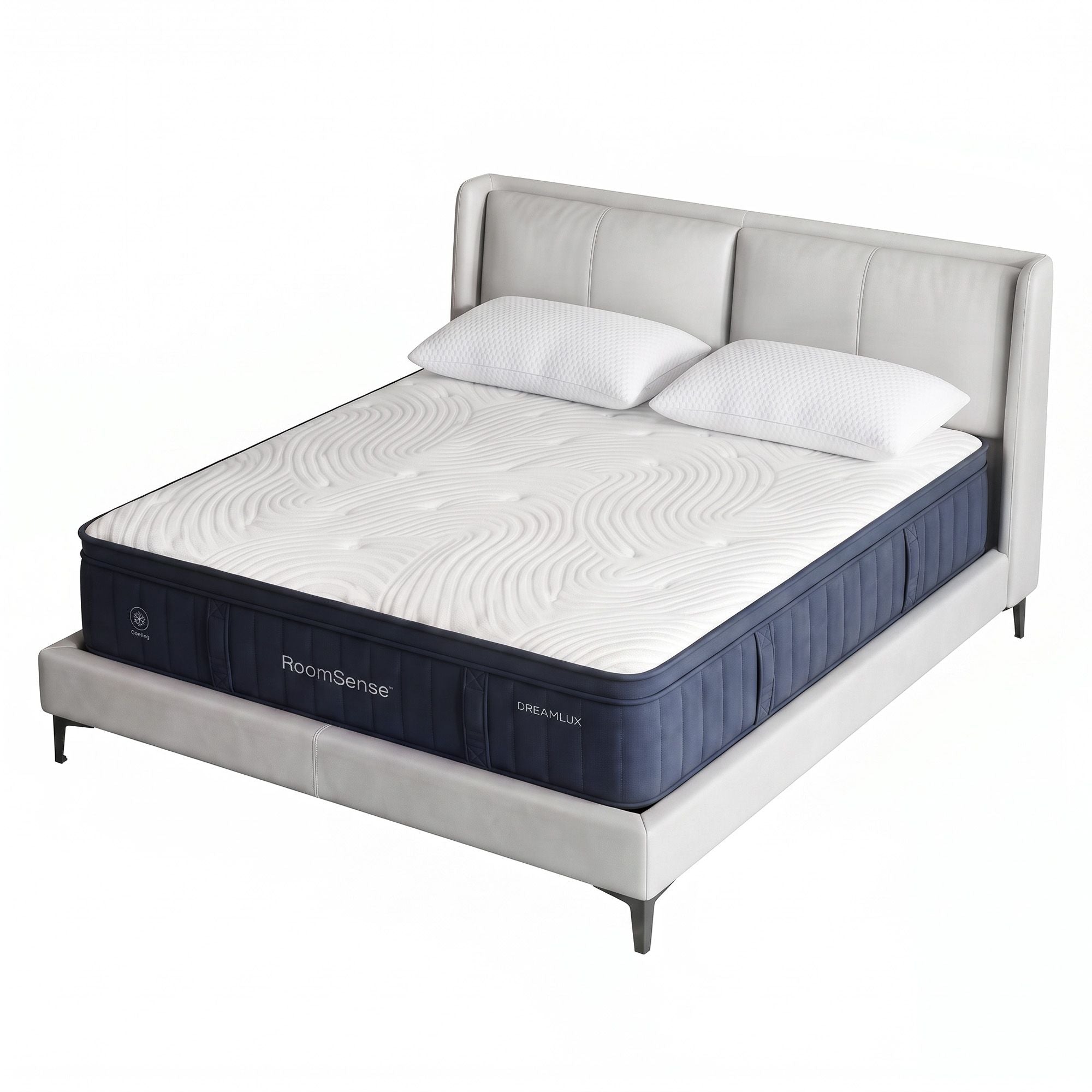 RoomSense Queen 34cm Medium Soft Gel Mattress Bundle with 2 Cooling Pillows