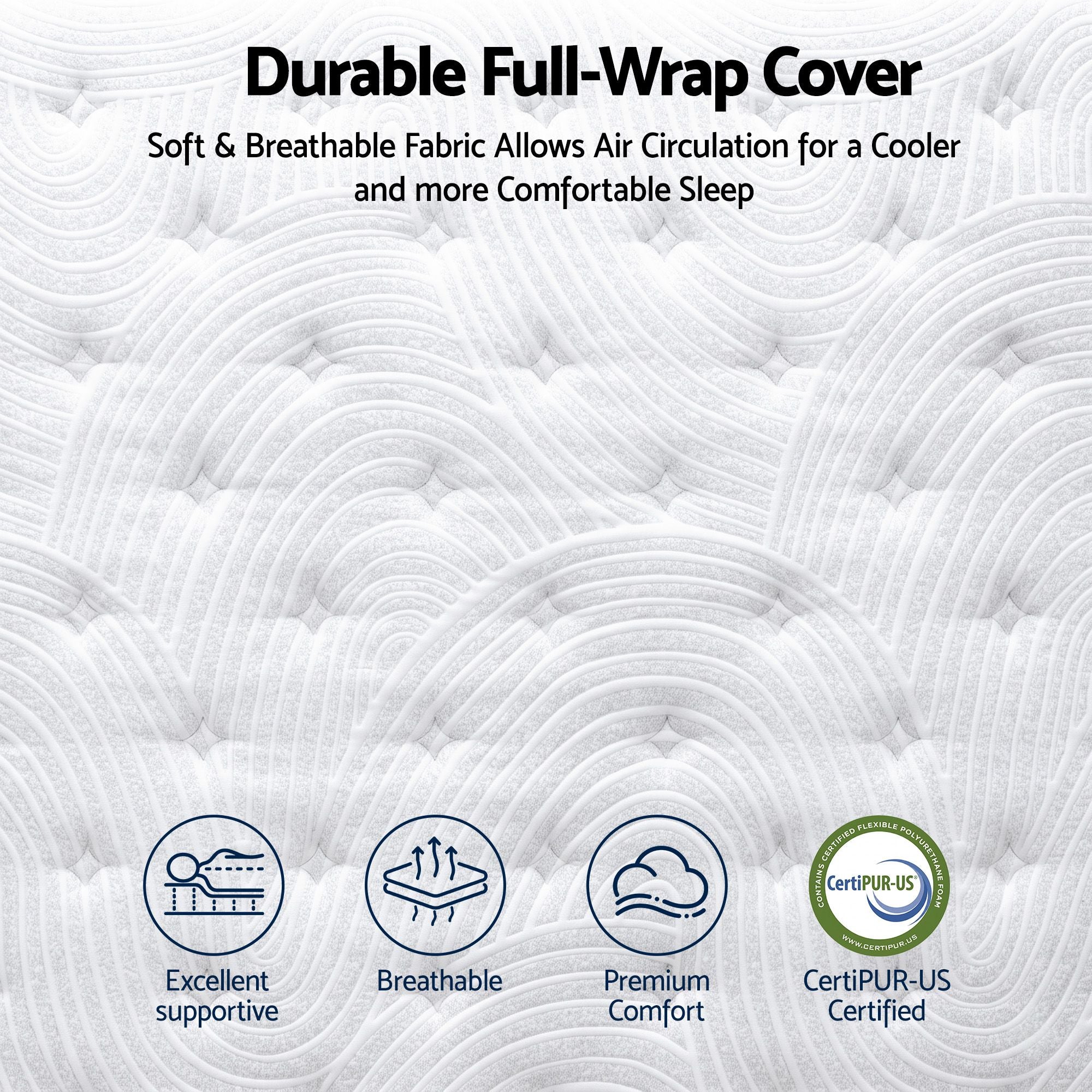 RoomSense Queen 34cm Medium Soft Gel Mattress Bundle with 2 Cooling Pillows
