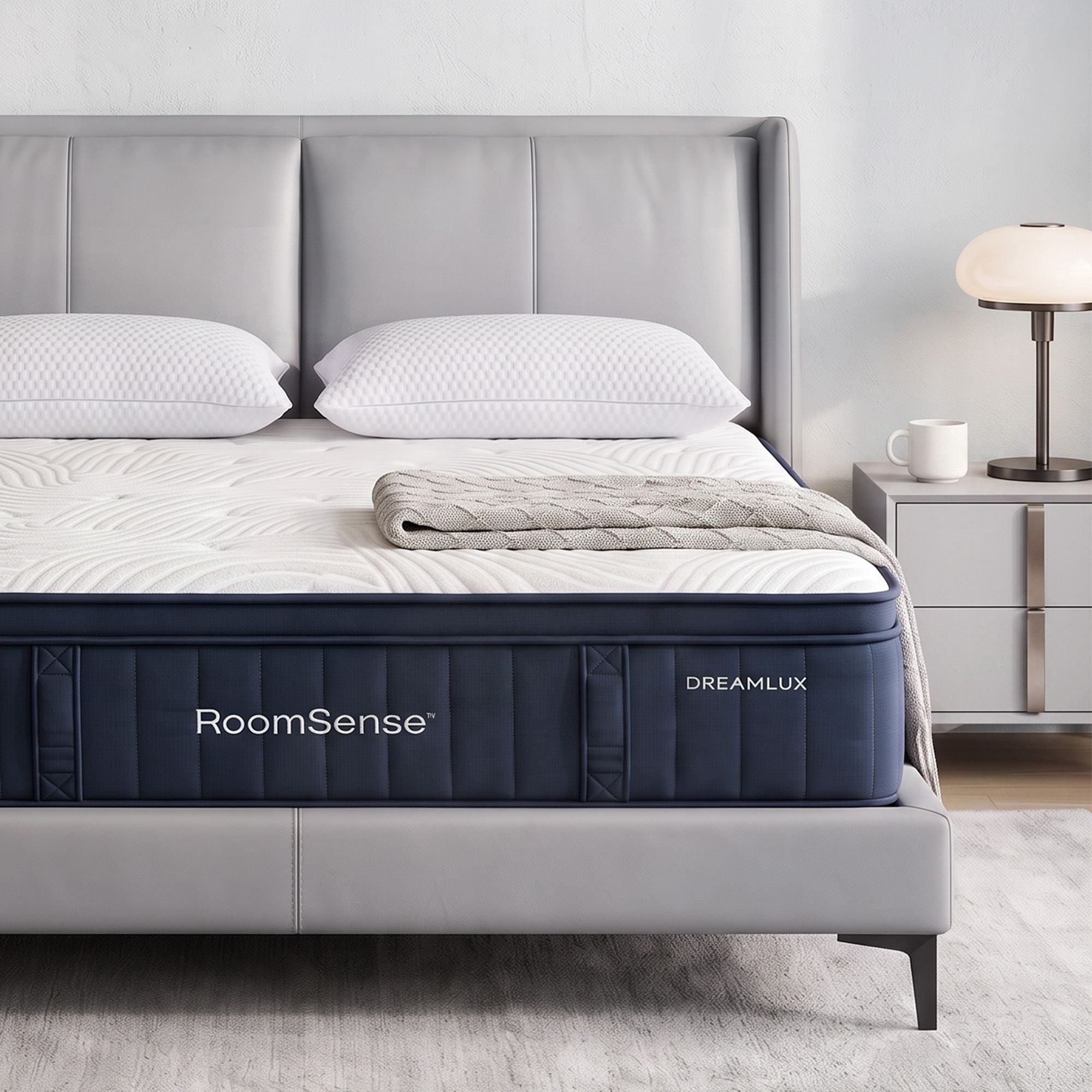 RoomSense Queen 34cm Medium Soft Gel Mattress Bundle with 2 Cooling Pillows