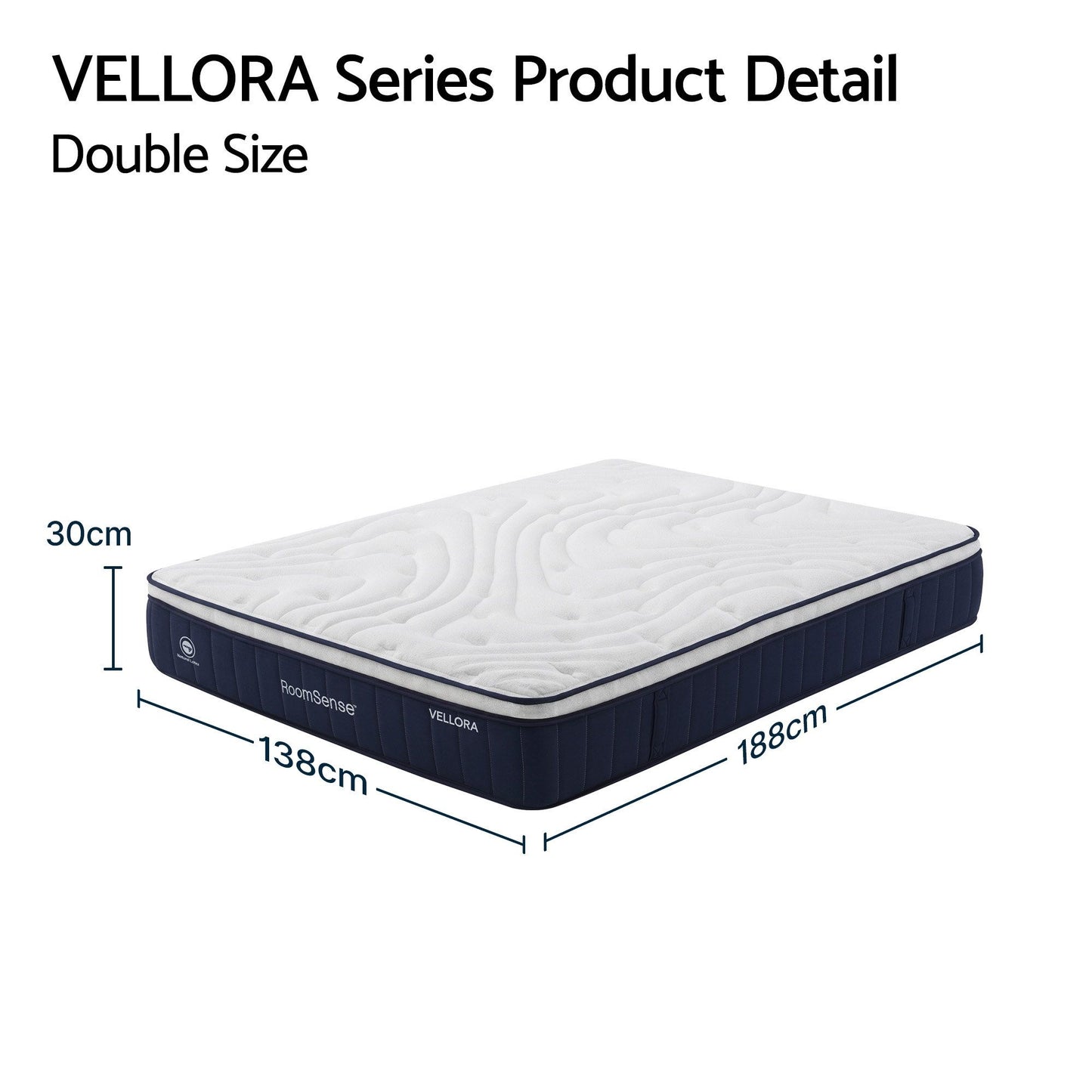 RoomSense Double Mattress , 30cm Medium Firm Hybrid Mattress with Latex Lumbar Support for Back Pain Relief , XFKF-MA-1667-30-D
