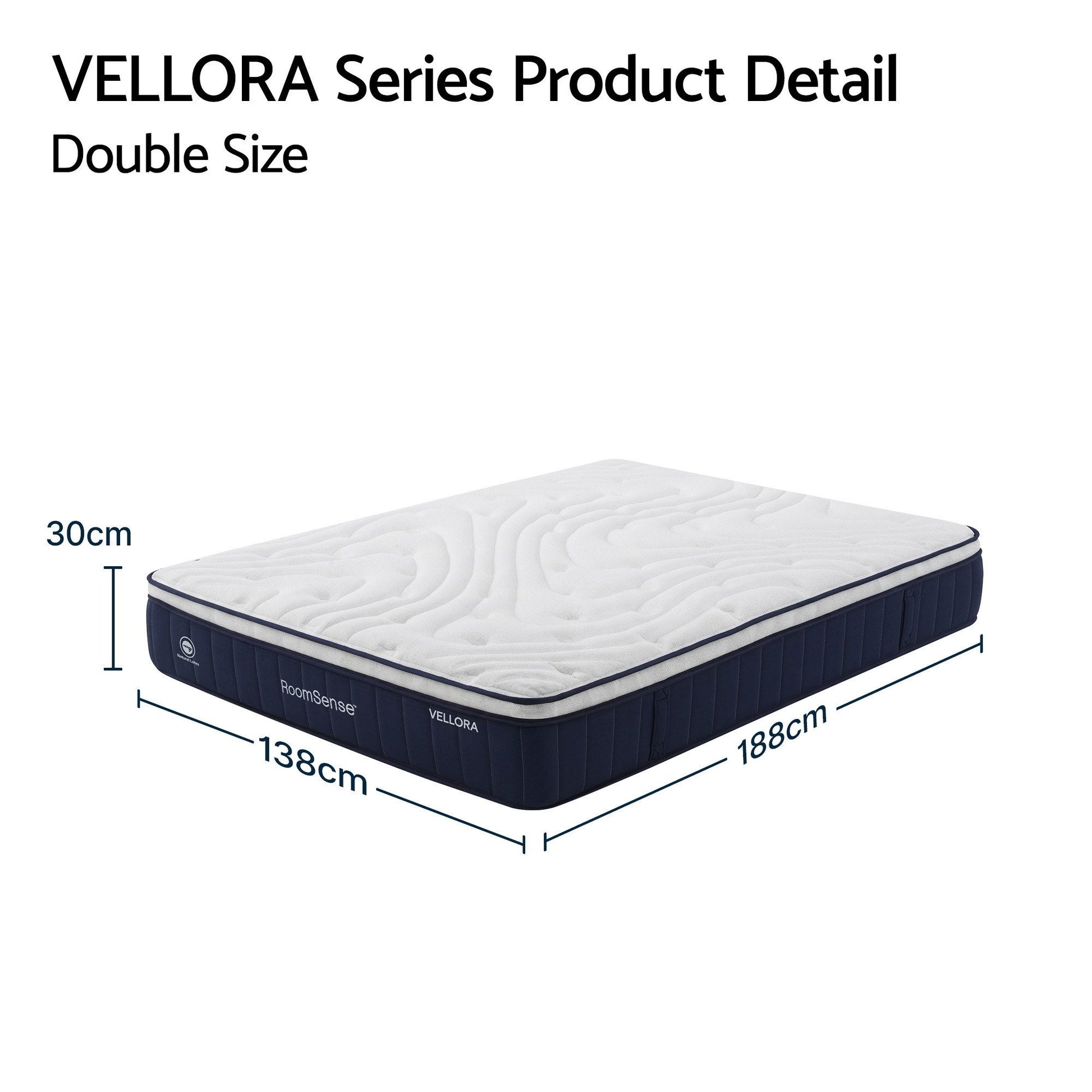 RoomSense Double Mattress , 30cm Medium Firm Hybrid Mattress with Latex Lumbar Support for Back Pain Relief , XFKF-MA-1667-30-D