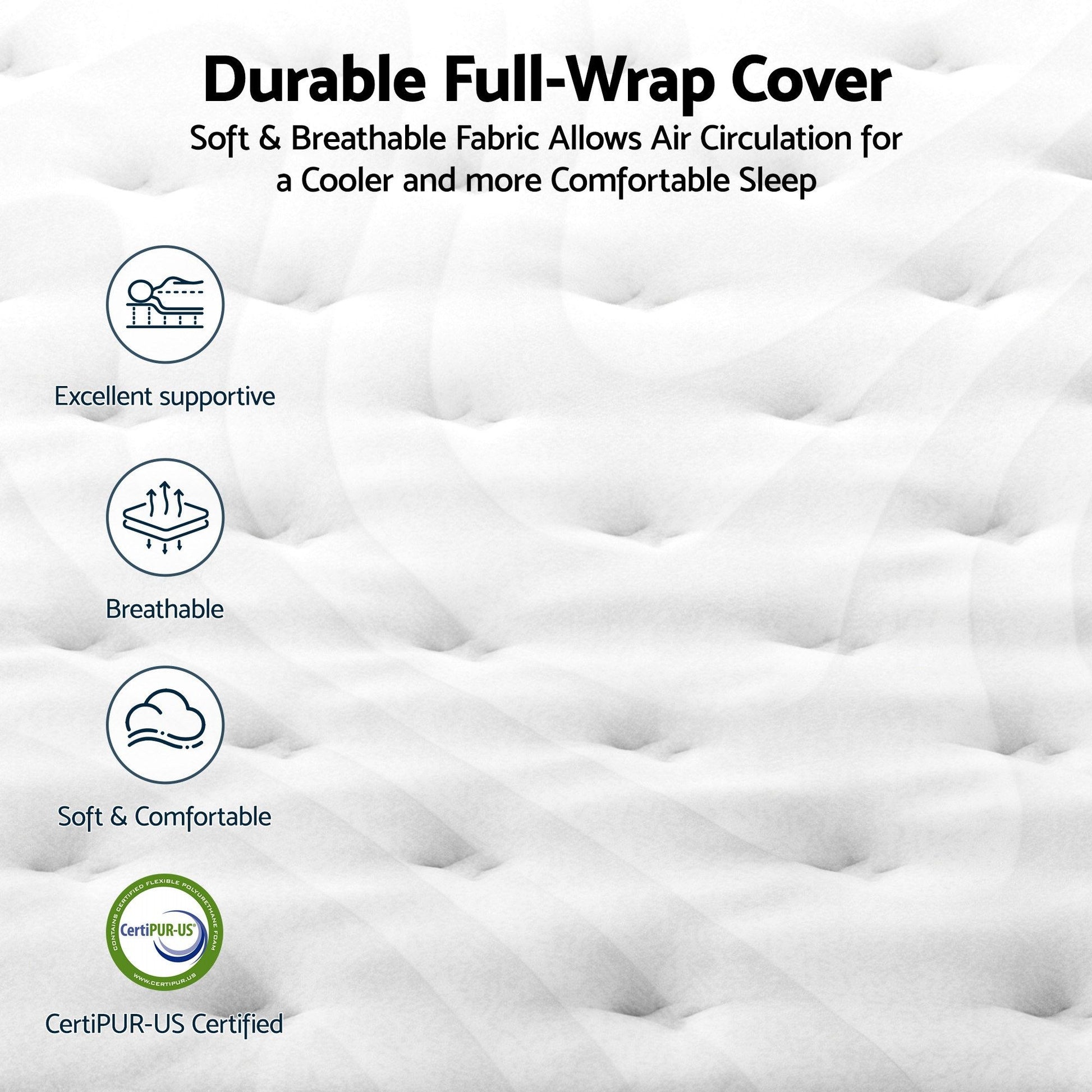 RoomSense Double Mattress , 30cm Medium Firm Hybrid Mattress with Latex Lumbar Support for Back Pain Relief , XFKF-MA-1667-30-D