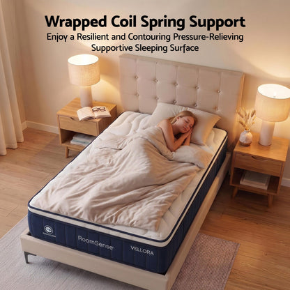 RoomSense Double Mattress , 30cm Medium Firm Hybrid Mattress with Latex Lumbar Support for Back Pain Relief , XFKF-MA-1667-30-D