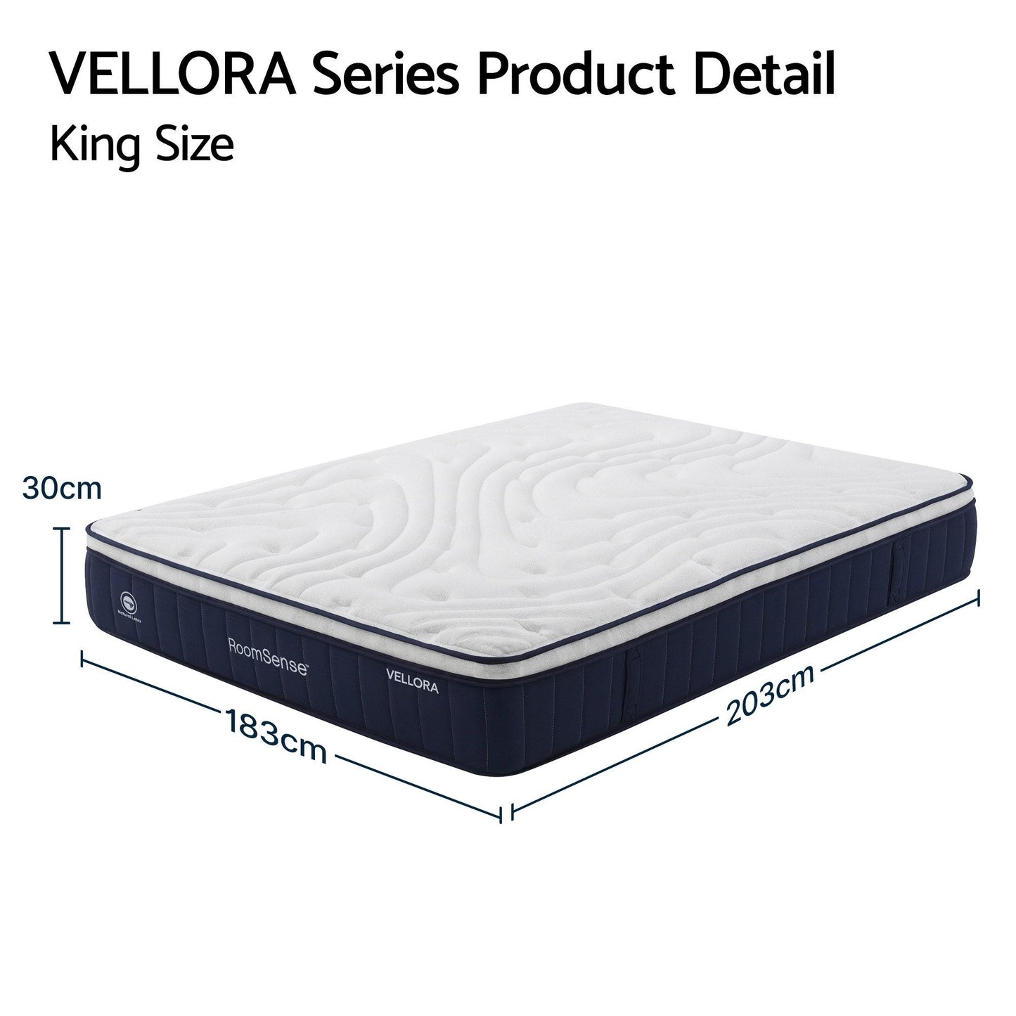 RoomSense King Mattress , 30cm Medium Firm Hybrid Mattress with Latex Lumbar Support for Back Pain Relief , XFKF-MA-1667-30-K