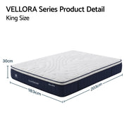 RoomSense King Mattress , 30cm Medium Firm Hybrid Mattress with Latex Lumbar Support for Back Pain Relief , Pocket Spring Mattress King Size in a Box
