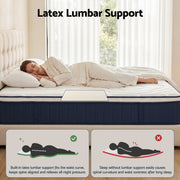 RoomSense King Mattress , 30cm Medium Firm Hybrid Mattress with Latex Lumbar Support for Back Pain Relief , Pocket Spring Mattress King Size in a Box