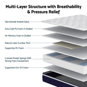RoomSense King Mattress , 30cm Medium Firm Hybrid Mattress with Latex Lumbar Support for Back Pain Relief , Pocket Spring Mattress King Size in a Box