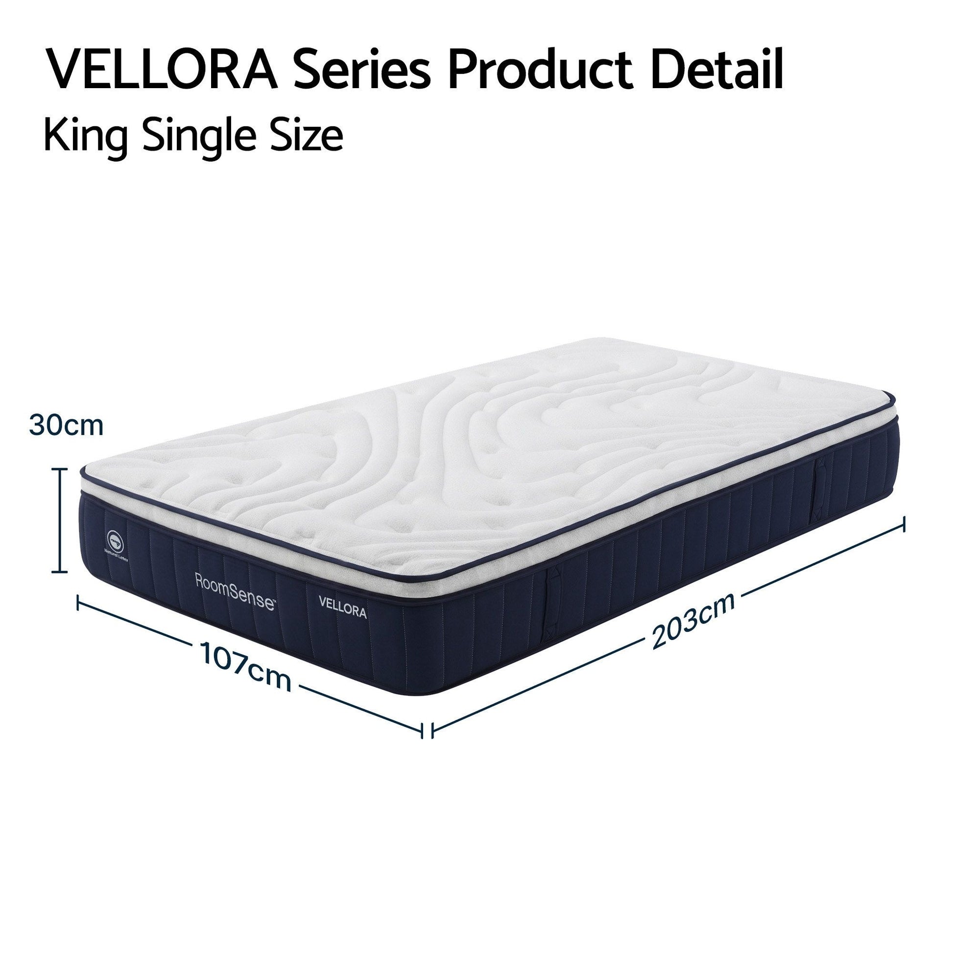 RoomSense King Single Mattress , 30cm Medium Firm Hybrid Mattress with Latex Lumbar Support for Back Pain XFKF-MA-1667-30-KS