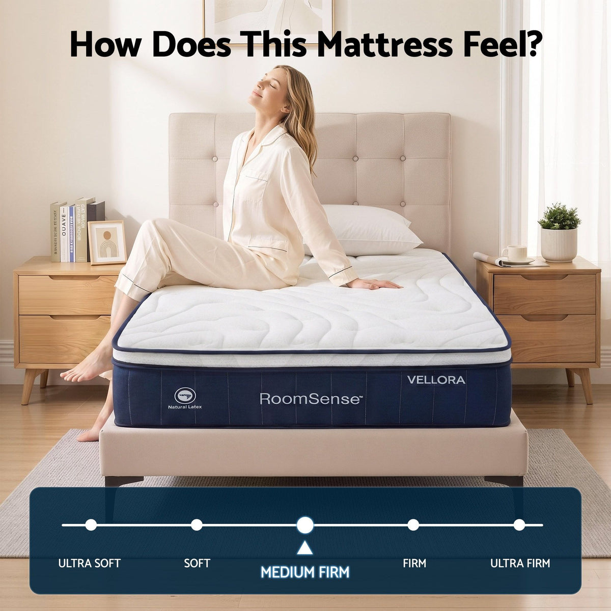 RoomSense King Single Mattress , 30cm Medium Firm Hybrid Mattress with Latex Lumbar Support for Back Pain Relief , Pocket Spring Mattress King Single Size in a Box