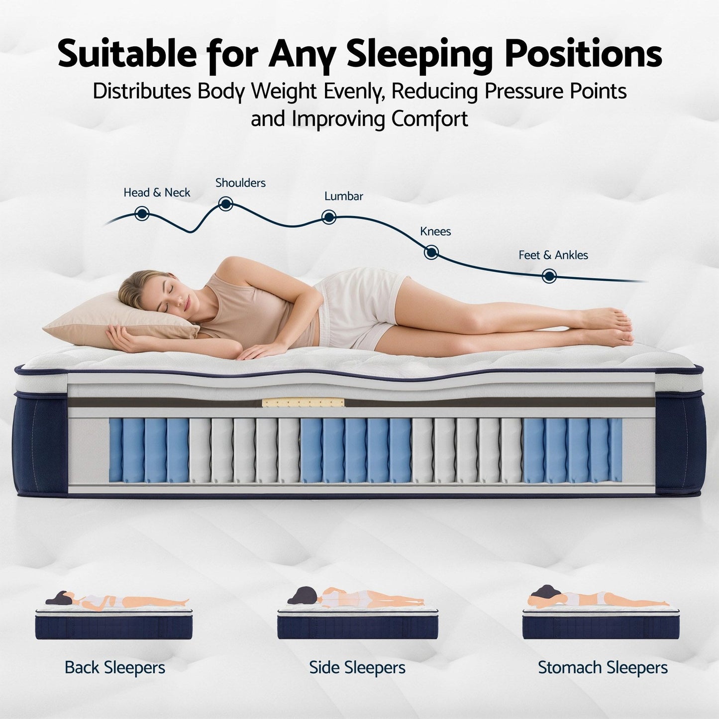 RoomSense King Single Mattress , 30cm Medium Firm Hybrid Mattress with Latex Lumbar Support for Back Pain XFKF-MA-1667-30-KS