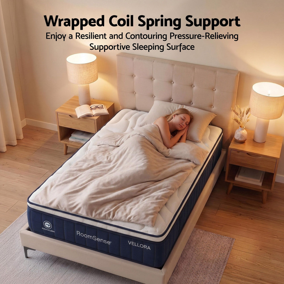 RoomSense King Single Mattress , 30cm Medium Firm Hybrid Mattress with Latex Lumbar Support for Back Pain Relief , Pocket Spring Mattress King Single Size in a Box
