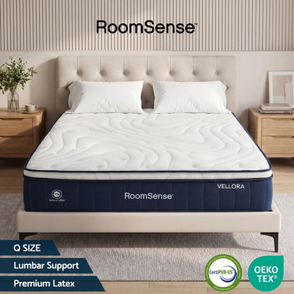 RoomSense Queen Mattress , 30cm Medium Firm Hybrid Mattress with Latex Lumbar Support for Back Pain Relief , XFKF-MA-1667-30-Q