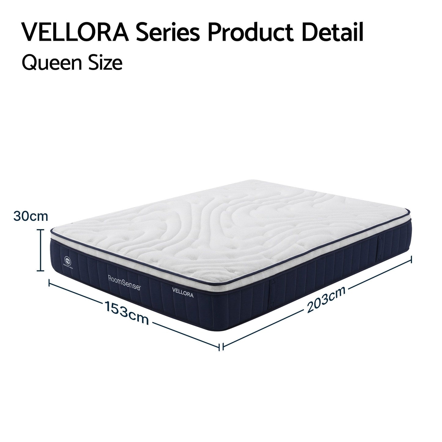 RoomSense Queen Mattress , 30cm Medium Firm Hybrid Mattress with Latex Lumbar Support for Back Pain Relief , XFKF-MA-1667-30-Q