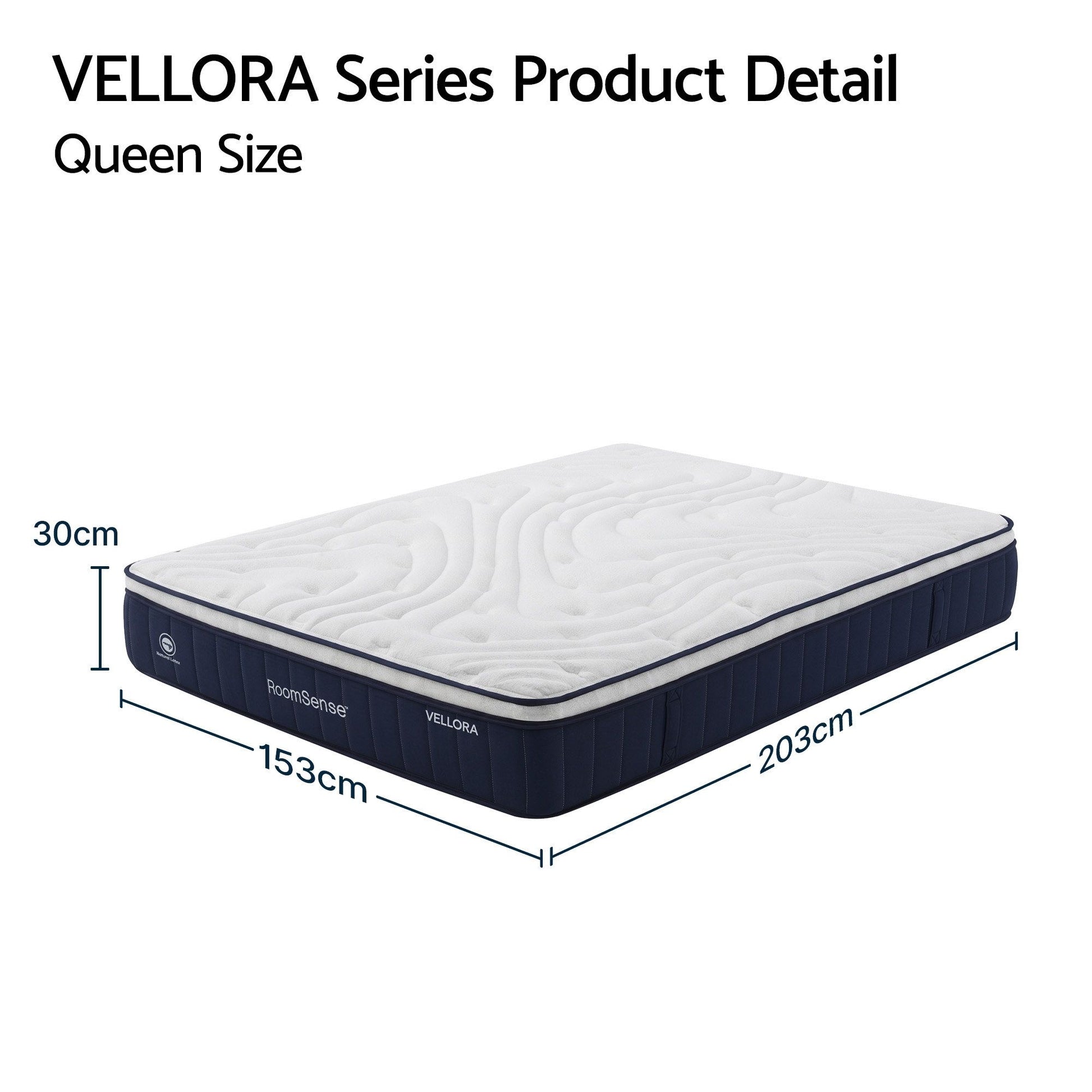 RoomSense Queen Mattress , 30cm Medium Firm Hybrid Mattress with Latex Lumbar Support for Back Pain Relief , XFKF-MA-1667-30-Q