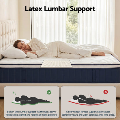 RoomSense Queen Mattress , 30cm Medium Firm Hybrid Mattress with Latex Lumbar Support for Back Pain Relief , XFKF-MA-1667-30-Q