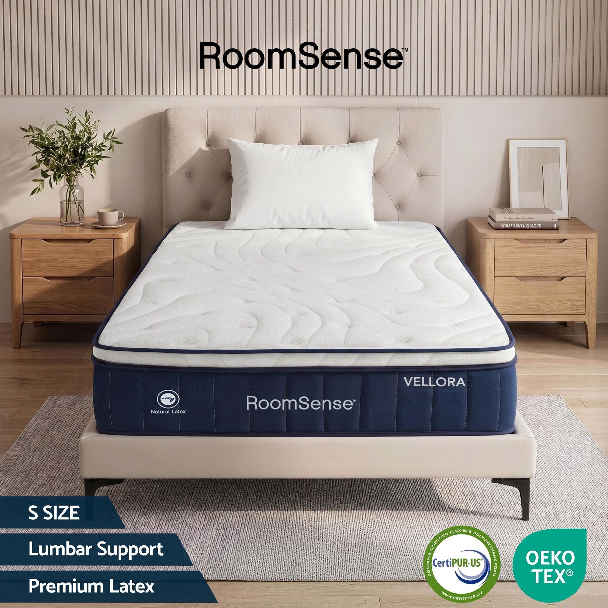 RoomSense Single Mattress , 30cm Medium Firm Hybrid Mattress with Latex Lumbar Support for Back Pain Relief , XFKF-MA-1667-30-S