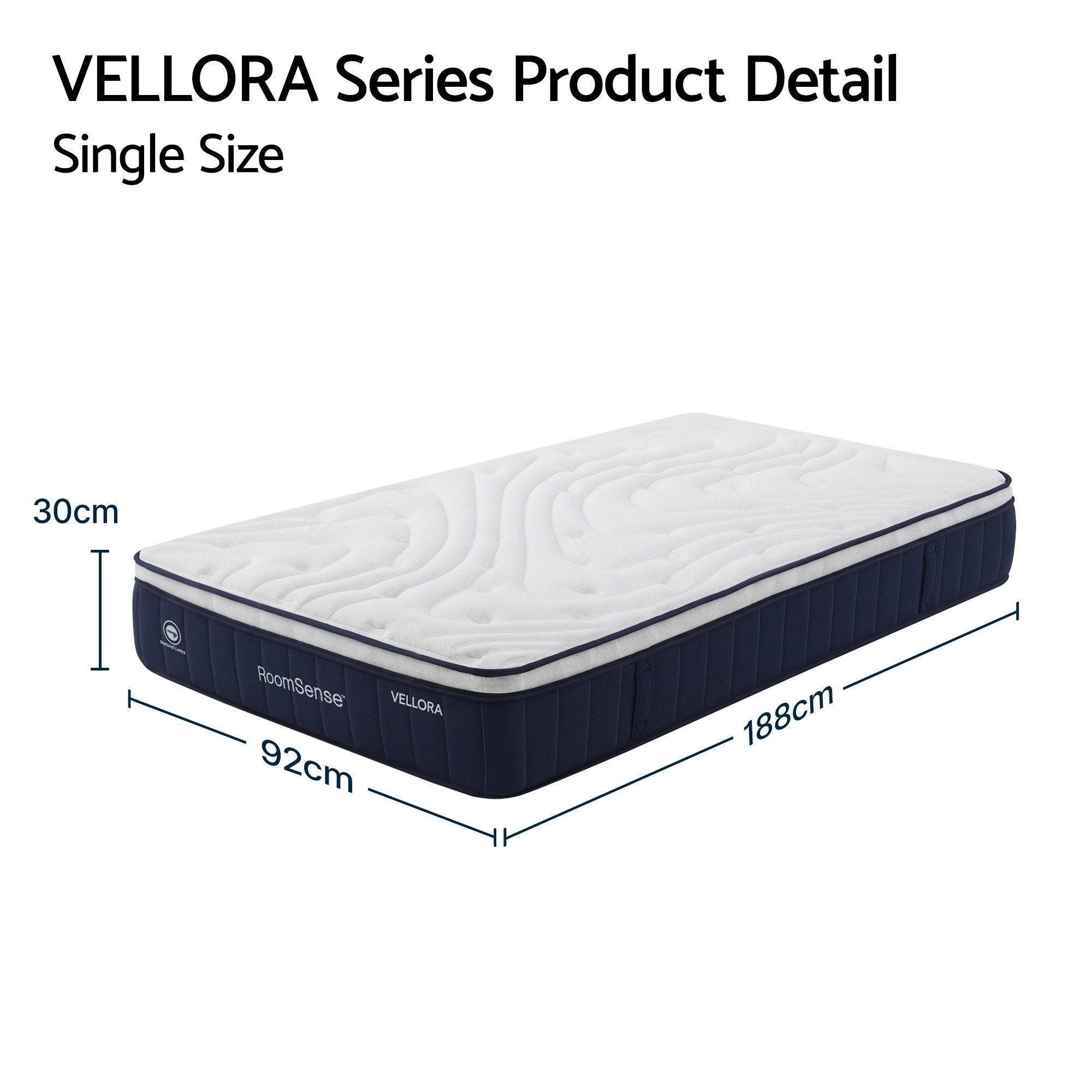RoomSense Single Mattress , 30cm Medium Firm Hybrid Mattress with Latex Lumbar Support for Back Pain Relief , XFKF-MA-1667-30-S