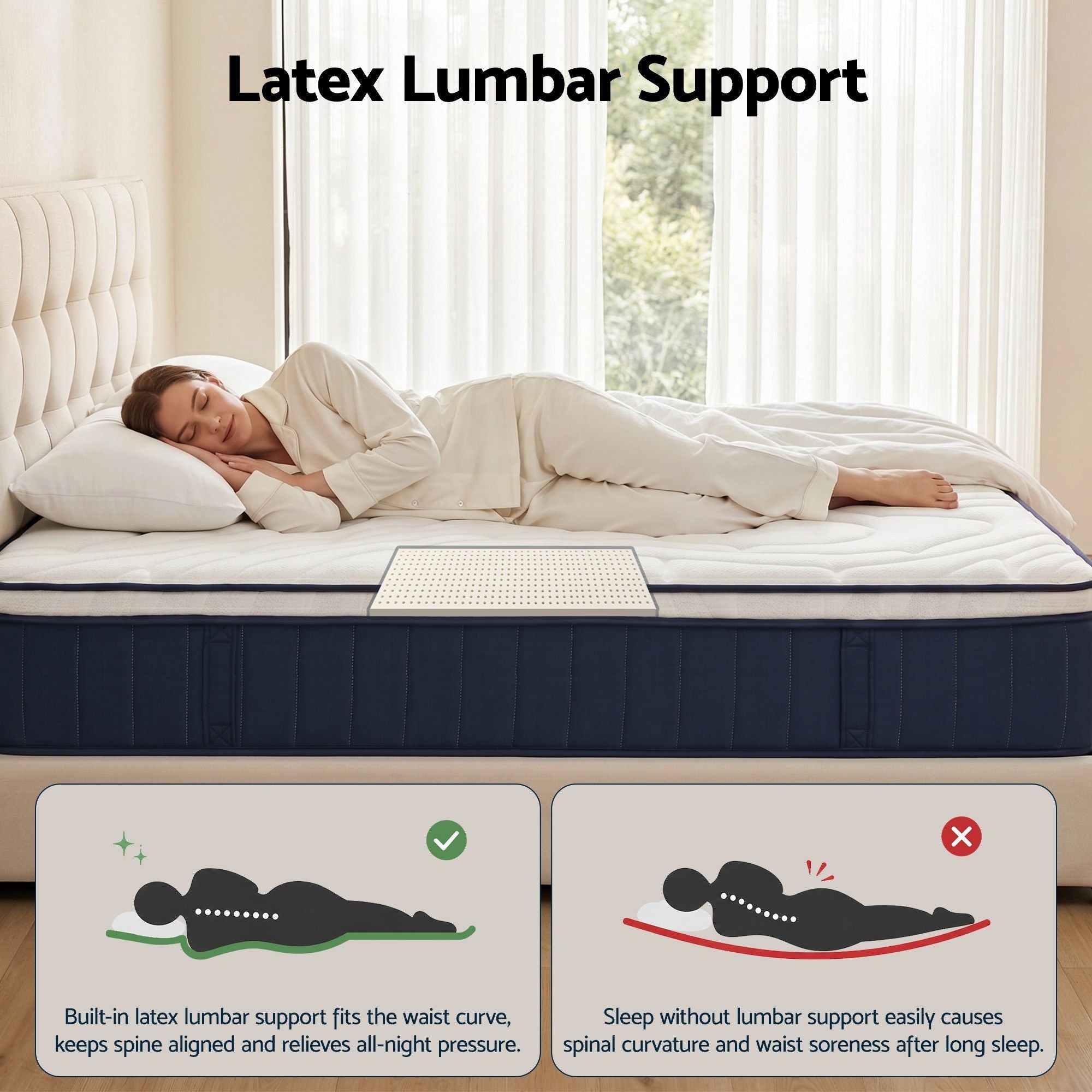RoomSense Single Mattress , 30cm Medium Firm Hybrid Mattress with Latex Lumbar Support for Back Pain Relief , XFKF-MA-1667-30-S