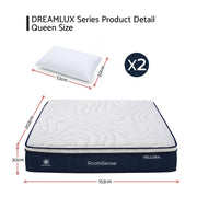 RoomSense Queen 30cm Medium Firm Latex Mattress, 2 Gel Cooling Pillows