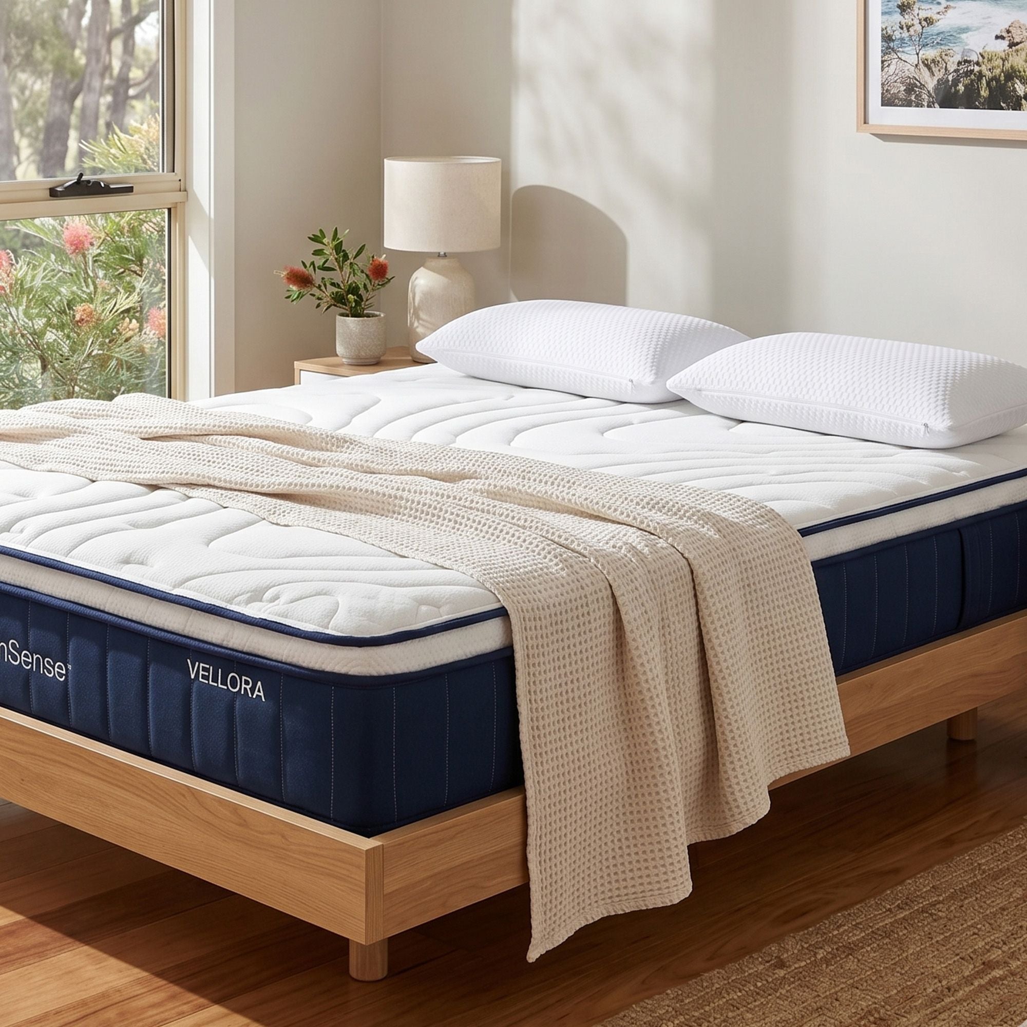 RoomSense Queen 30cm Medium Firm Latex Mattress, 2 Gel Cooling Pillows