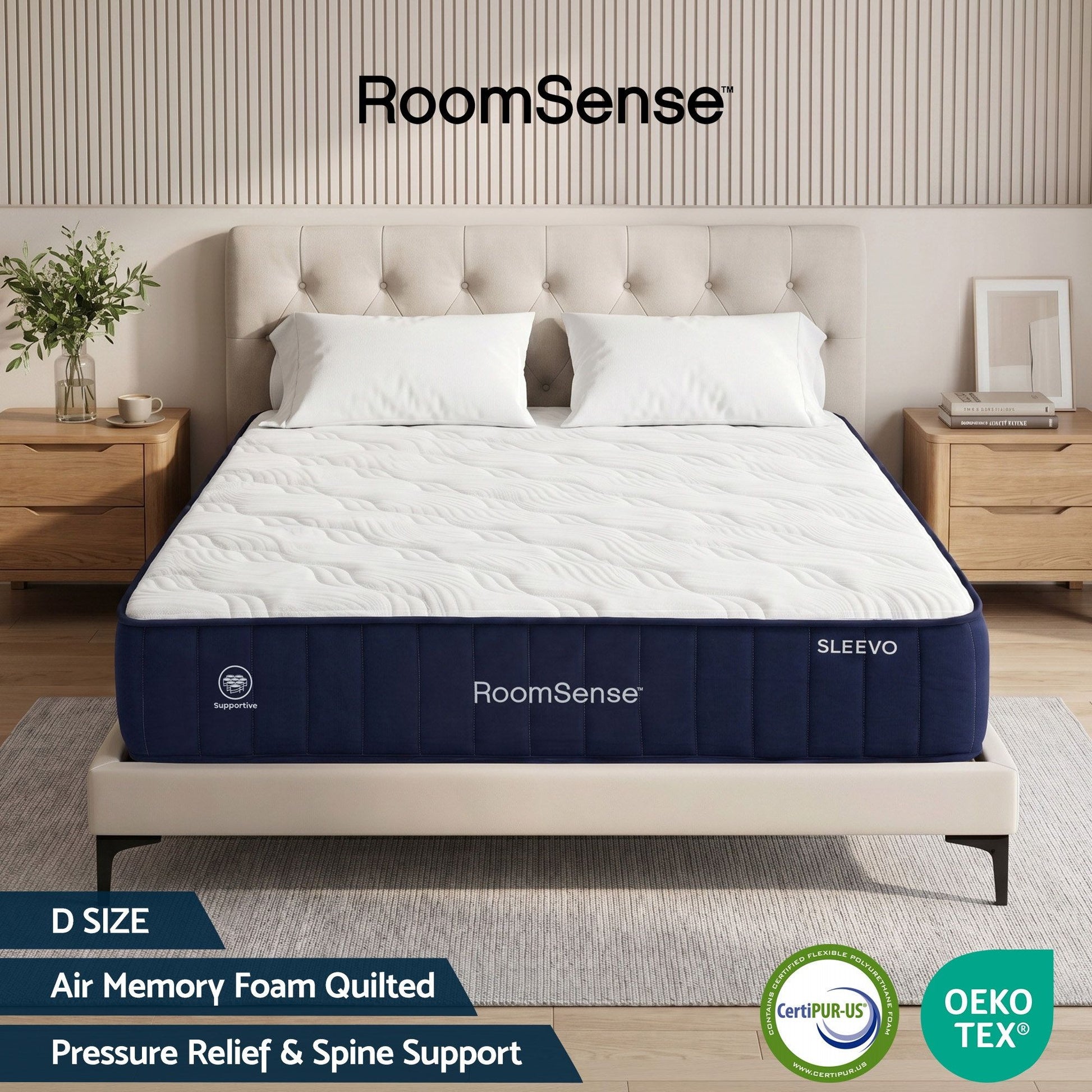 RoomSense Double Mattress, 26cm Orthopedic Firm Mattress for Back Pain Relief, Pocket Spring Hybrid Mattress XFKF-MA-1772-26-D