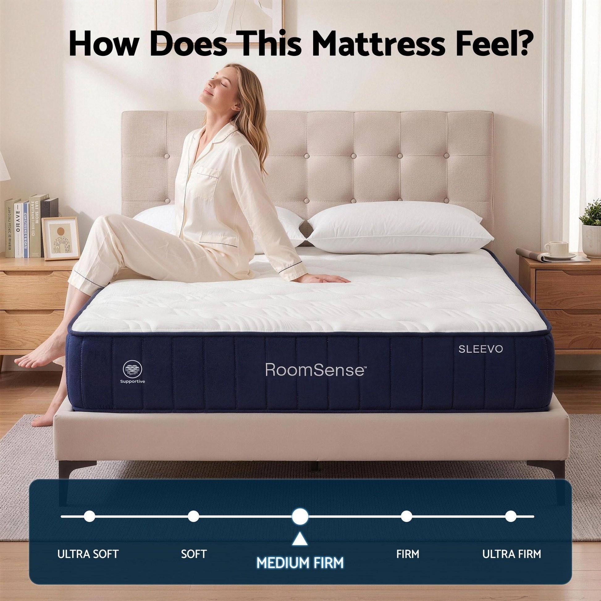 RoomSense Double Mattress, 26cm Orthopedic Firm Mattress for Back Pain Relief, Pocket Spring Hybrid Mattress XFKF-MA-1772-26-D