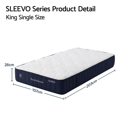 RoomSense King Single Mattress, 26cm Orthopedic Firm Mattress for Back Pain Relief, Pocket Spring Hybrid XFKF-MA-1772-26-KS