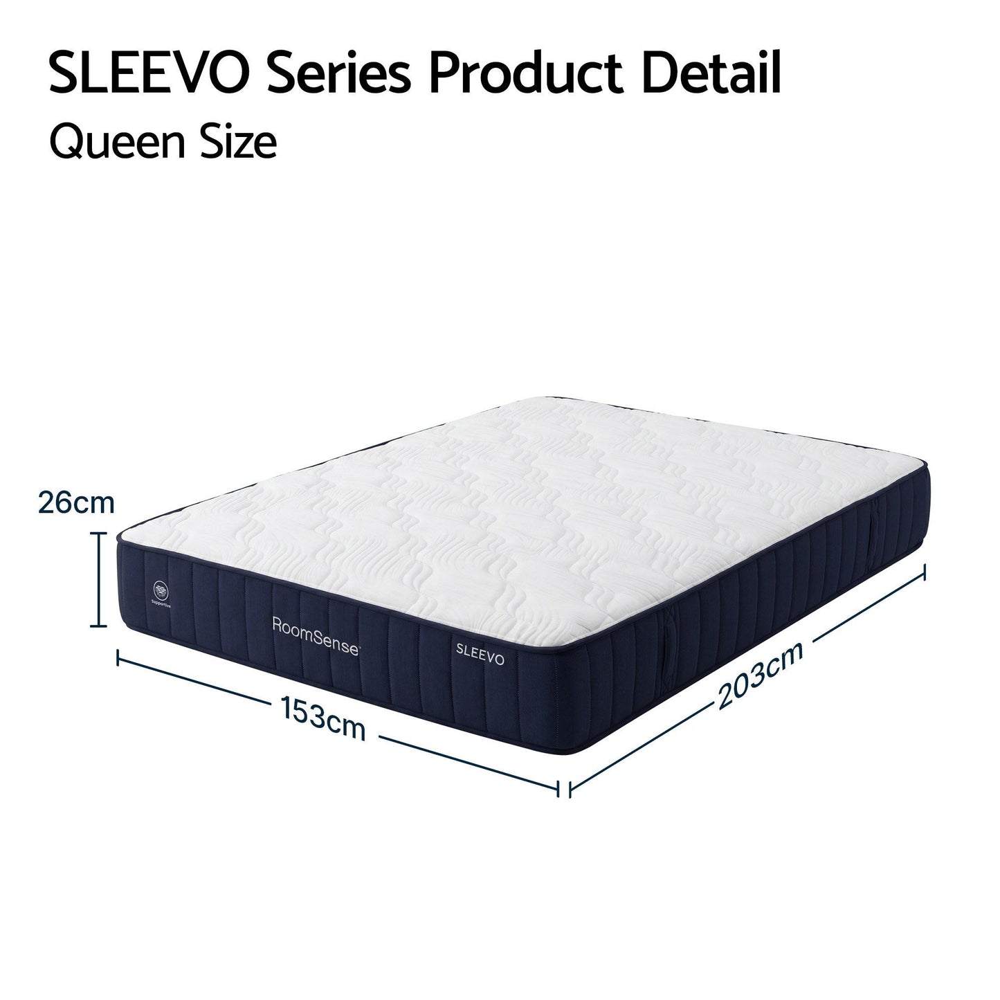 RoomSense Queen Mattress, 26cm Orthopedic Firm Mattress for Back Pain Relief, Pocket Spring Hybrid Mattress XFKF-MA-1772-26-Q