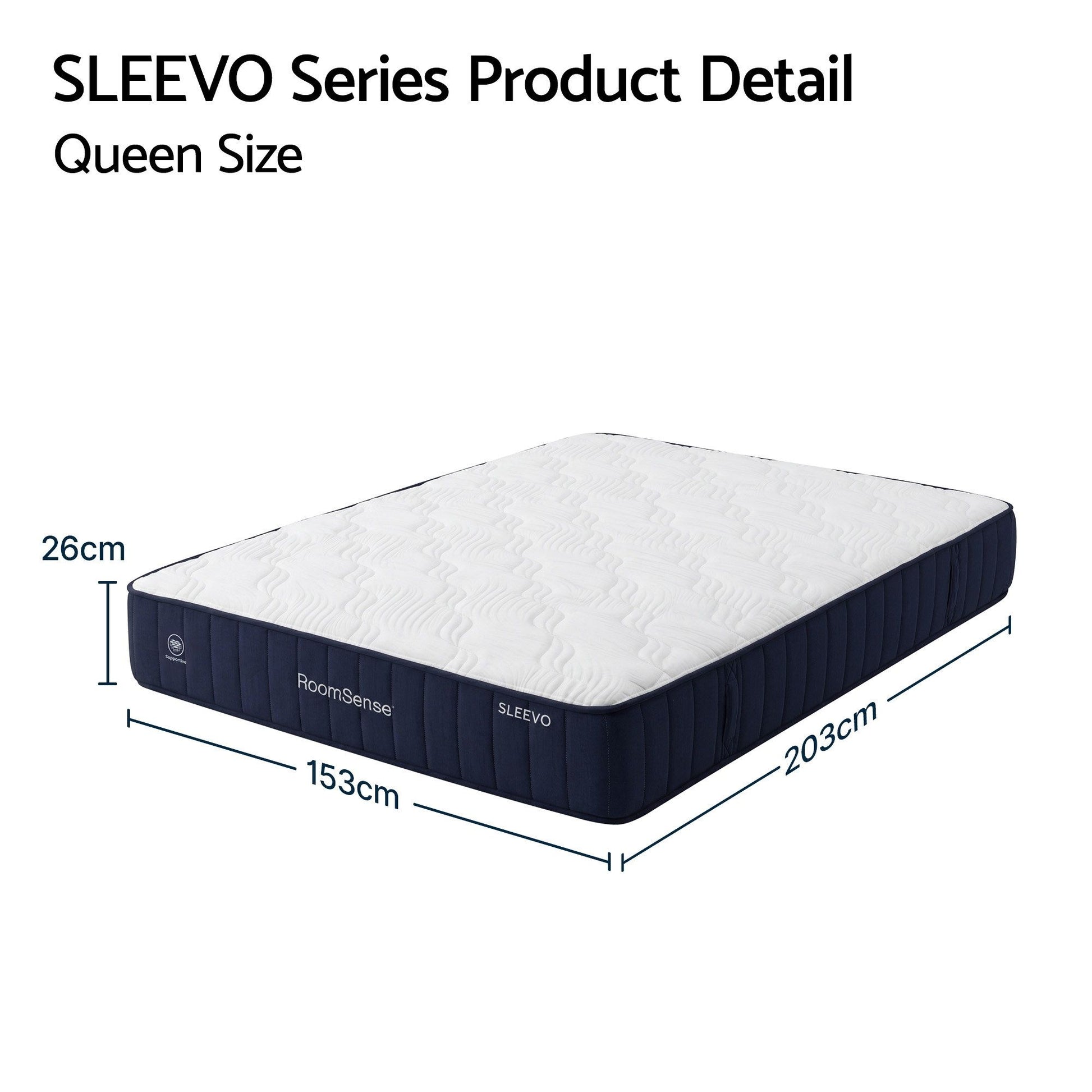 RoomSense Queen Mattress, 26cm Orthopedic Firm Mattress for Back Pain Relief, Pocket Spring Hybrid Mattress XFKF-MA-1772-26-Q
