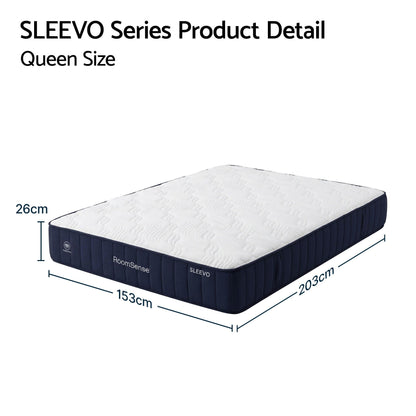 RoomSense Queen Mattress, 26cm Orthopedic Firm Mattress for Back Pain Relief, Pocket Spring Hybrid Mattress XFKF-MA-1772-26-Q