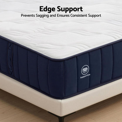 RoomSense Queen Mattress, 26cm Orthopedic Firm Mattress for Back Pain Relief, Pocket Spring Hybrid Mattress XFKF-MA-1772-26-Q