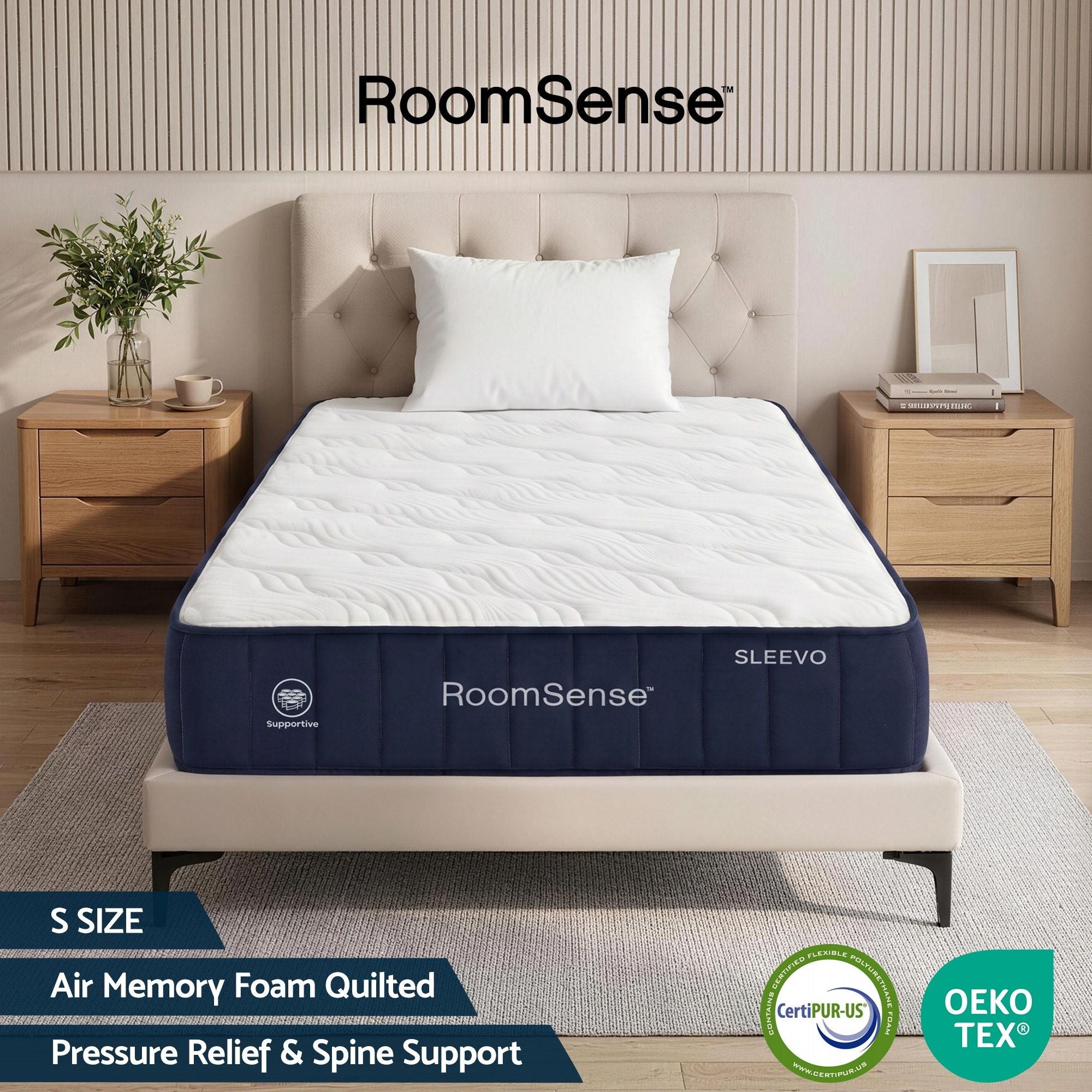 RoomSense Single Mattress, 26cm Orthopedic Firm Mattress for Back Pain Relief, Pocket Spring Hybrid Mattress XFKF-MA-1772-26-S