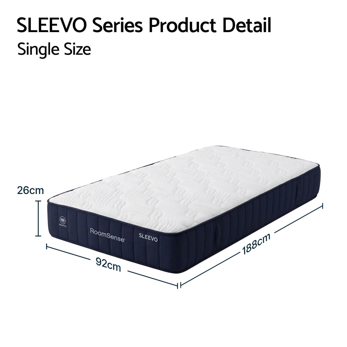 RoomSense Single Mattress, 26cm Orthopedic Firm Mattress for Back Pain Relief, Pocket Spring Hybrid Mattress XFKF-MA-1772-26-S