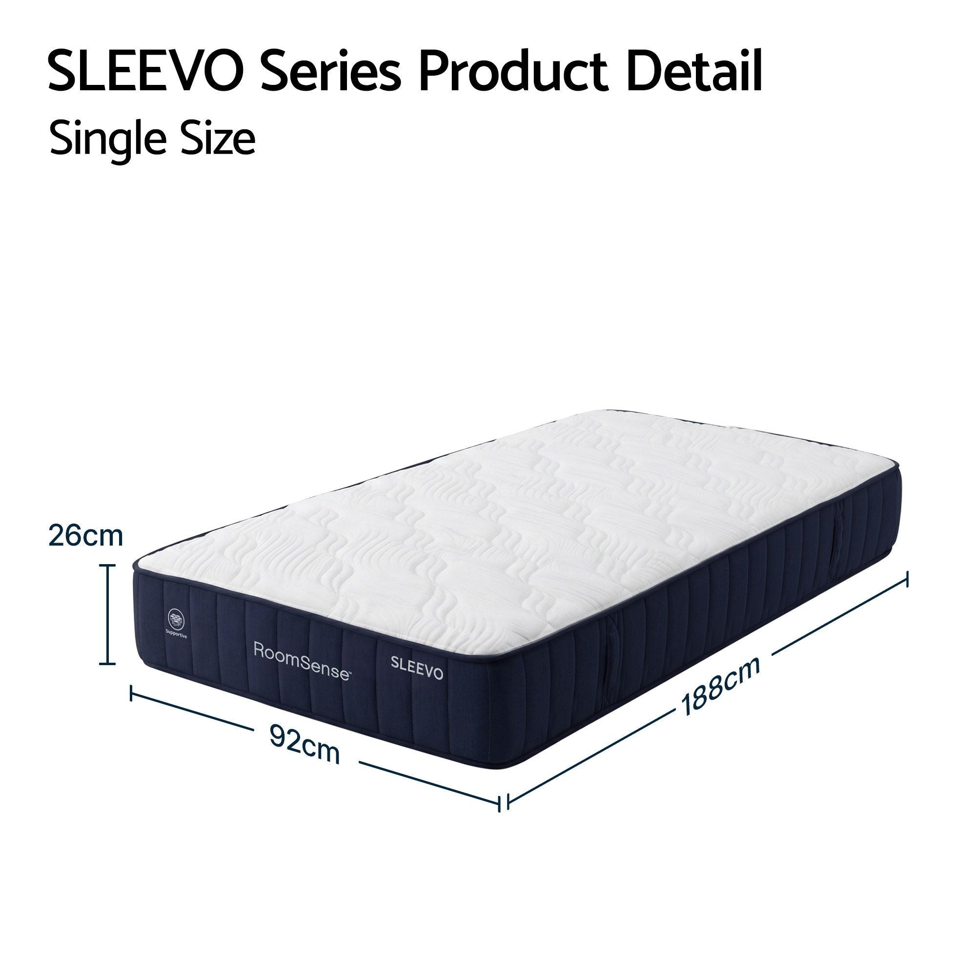 RoomSense Single Mattress, 26cm Orthopedic Firm Mattress for Back Pain Relief, Pocket Spring Hybrid Mattress XFKF-MA-1772-26-S