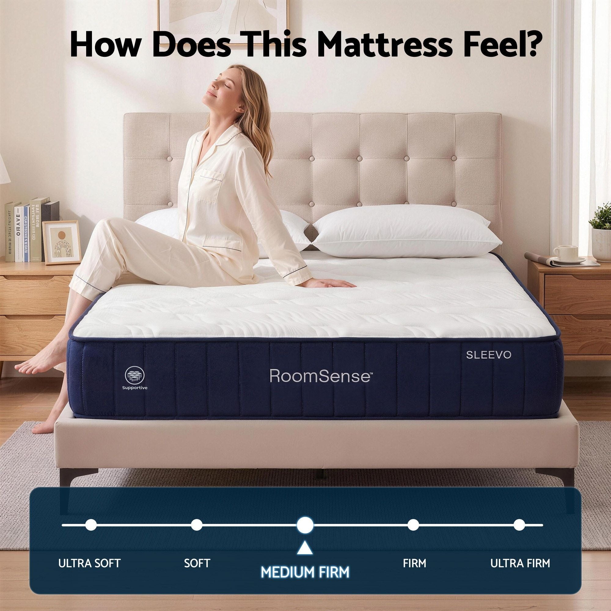 RoomSense Single Mattress, 26cm Orthopedic Firm Mattress for Back Pain Relief, Pocket Spring Hybrid Mattress XFKF-MA-1772-26-S