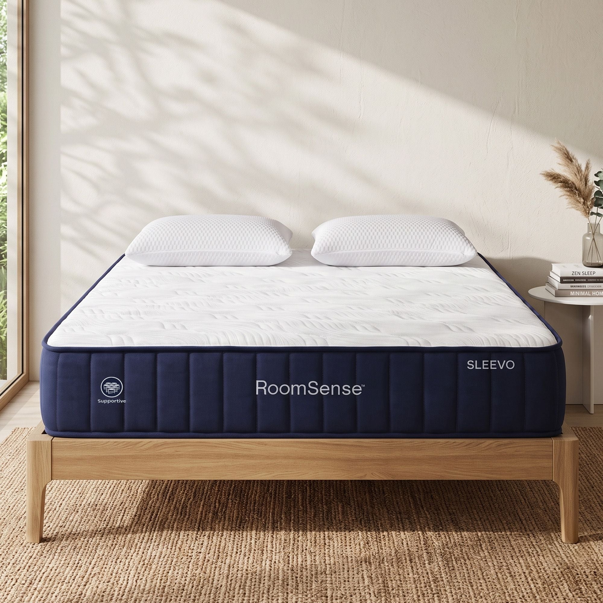 RoomSense Queen 30cm Medium Firm Latex Mattress Bundle with 2 Pillows