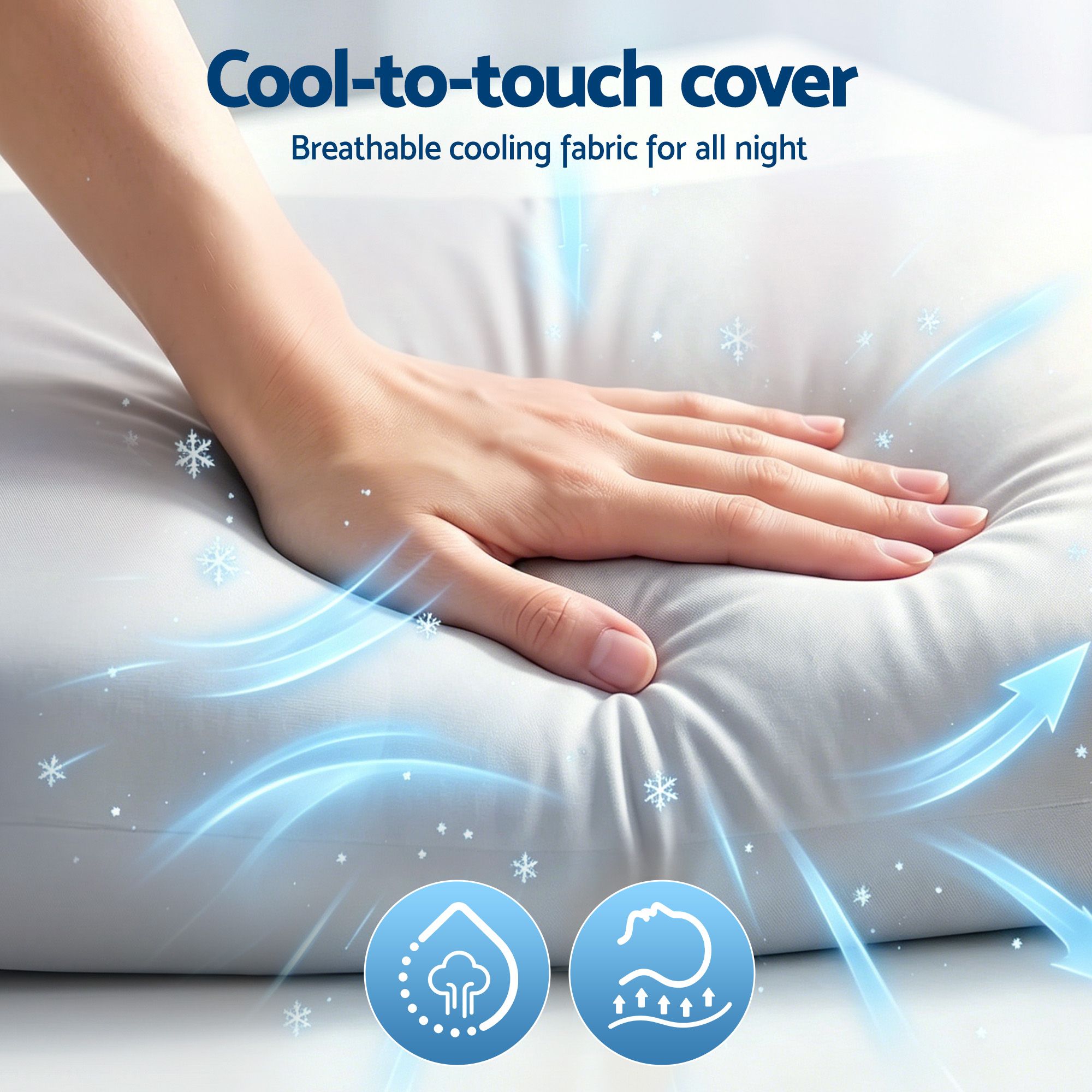 RoomSense Cooling Memory Foam Pillows for Sleeping, Anti-Clumping Solid Core Bed Pillows for Hot Sleepers, XFKF-PL-1167F-WH