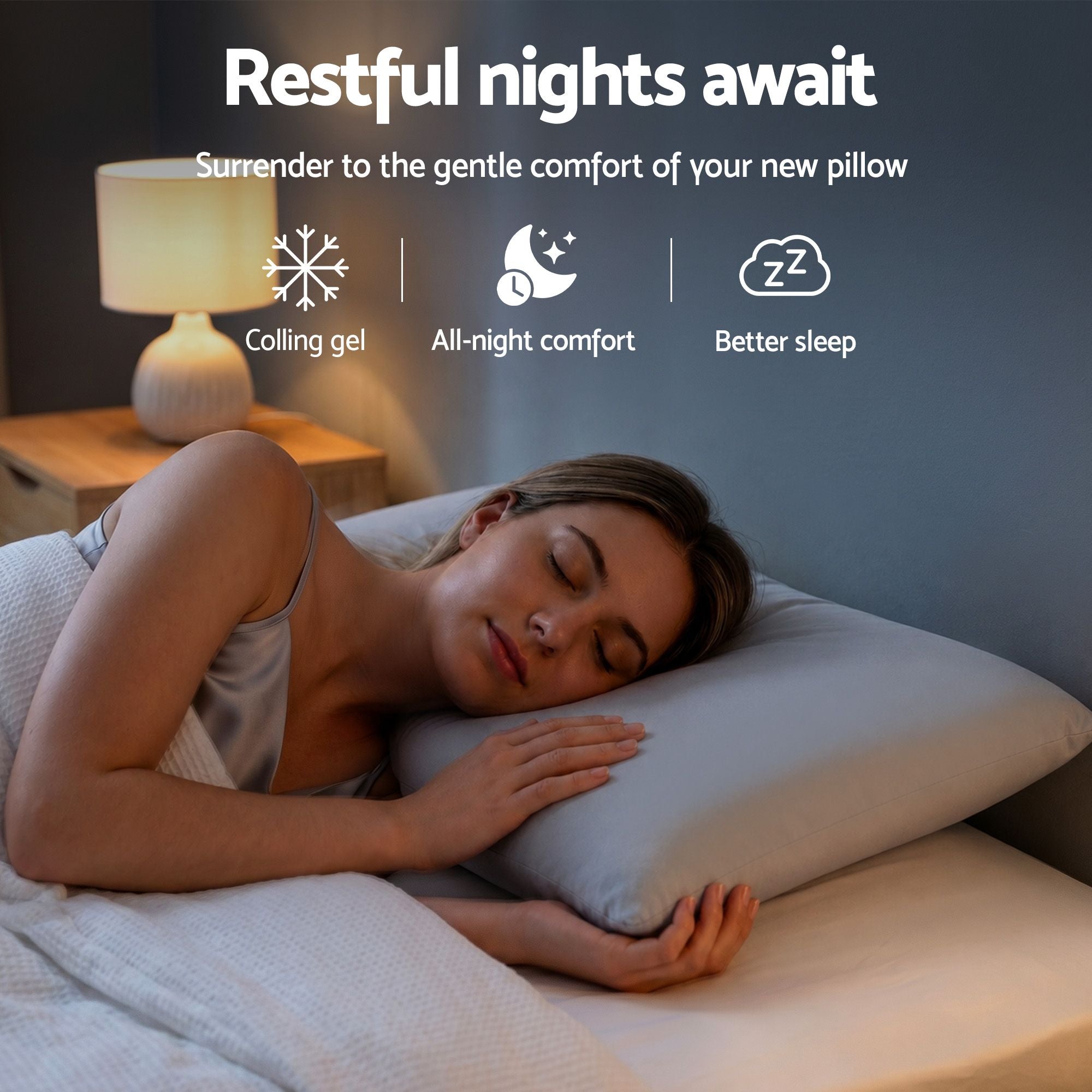 RoomSense Cooling Memory Foam Pillows for Sleeping, Anti-Clumping Solid Core Bed Pillows for Hot Sleepers, XFKF-PL-1167F-WH