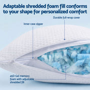 RoomSense Cooling Memory Foam Pillow Pillows 1 Pack, Anti-Flattening Bed Pillows for Hot Sleepers, Adjustable XFKF-PL-1169R-WH