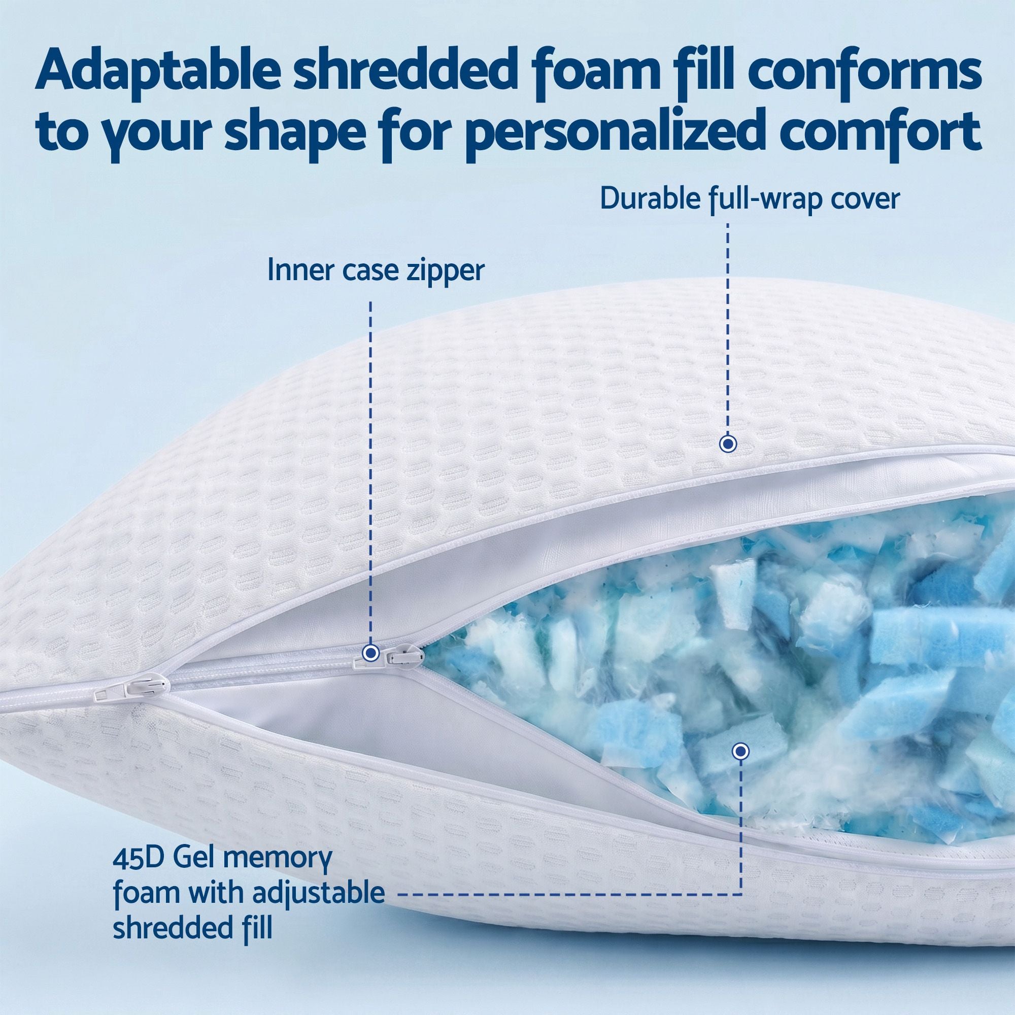 RoomSense Cooling Memory Foam Pillow Pillows 1 Pack, Anti-Flattening Bed Pillows for Hot Sleepers, Adjustable XFKF-PL-1169R-WH