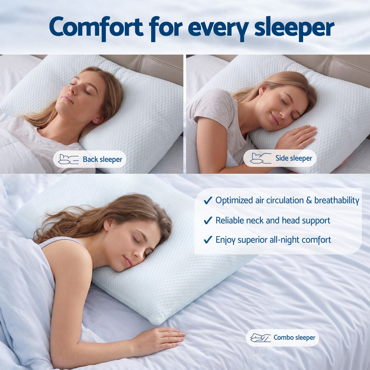 RoomSense Cooling Memory Foam Pillow Pillows 1 Pack, Anti-Flattening Bed Pillows for Hot Sleepers, Adjustable XFKF-PL-1169R-WH