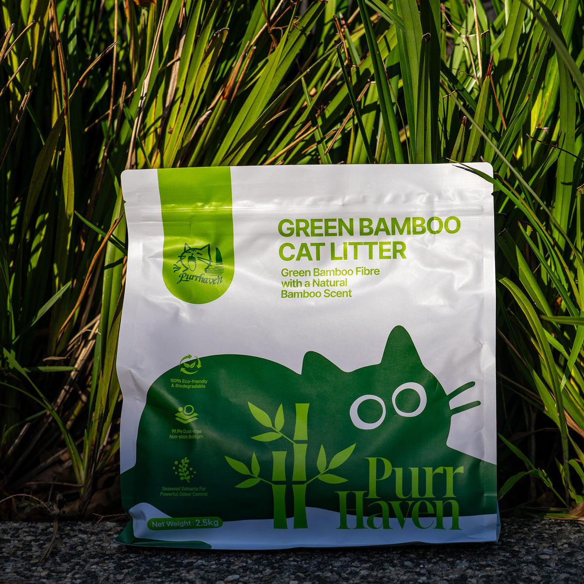 PurrHaven Bamboo Clumping Cat & Kitty Litter, 30kg 12 Pack,Dust Free,Natural Flusable,Easy to Clean,Odour XFPH-CL-BM-GRX2